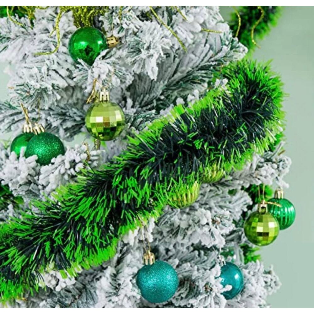Nice 33 Ft. Christmas Tree White And Green Metallic Tinsel Garland